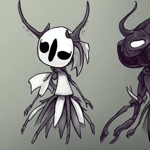 Image similar to hollow knight character design by ari gibson