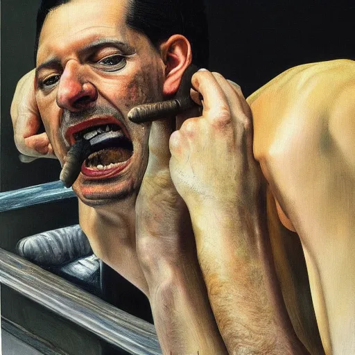 Image similar to high quality high detail painting by lucian freud, hd, dave gahan