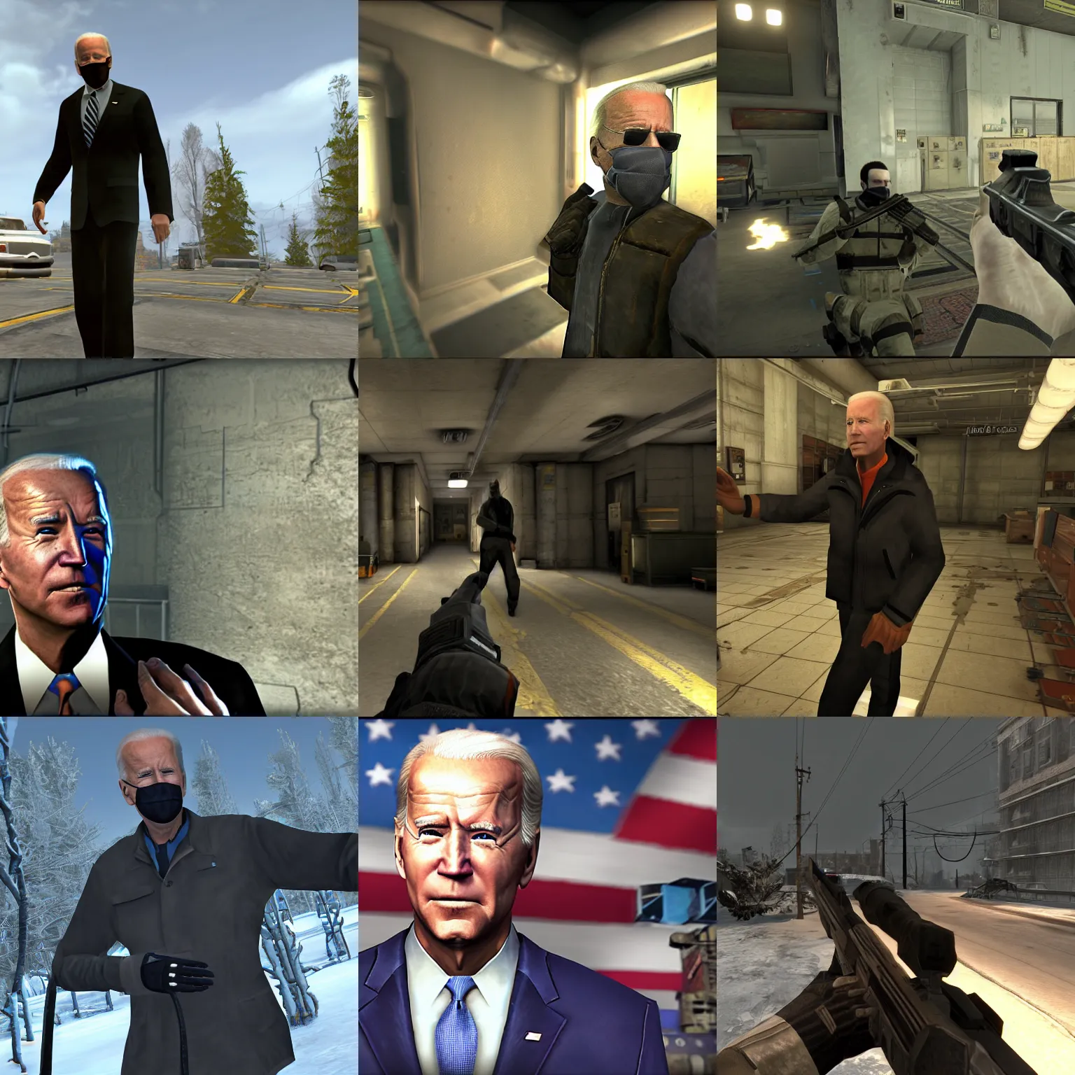 Prompt: Joe Biden ,screenshot from the game \'half life 2\'