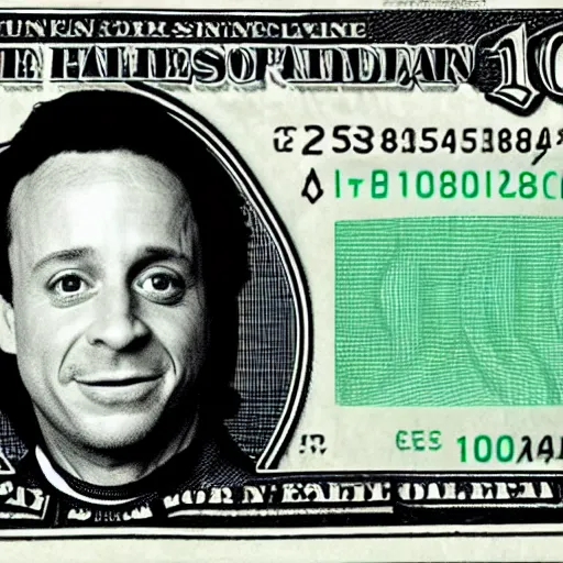 Image similar to pauly shore's face on a $ 1 0 0 bill