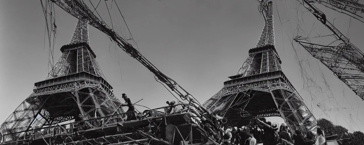 Image similar to building the eiffel tower with spaghetti, canon 1 0 mm, cinematic lighting, photography, kodachrome film