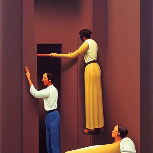 Prompt: oil painting by george tooker