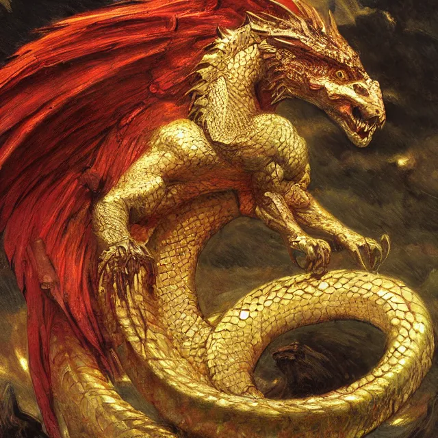draconic chimera gold scales divine wrath fierce fury | Stable ...