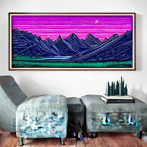 Image similar to Mountains and rivers by Dan Mumford