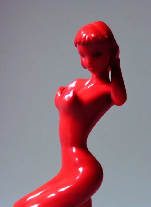 Prompt: Fine Image on the store website, eBay, Full body, 80mm resin figure of a cute modern dancer girl in red, environmental light from the front