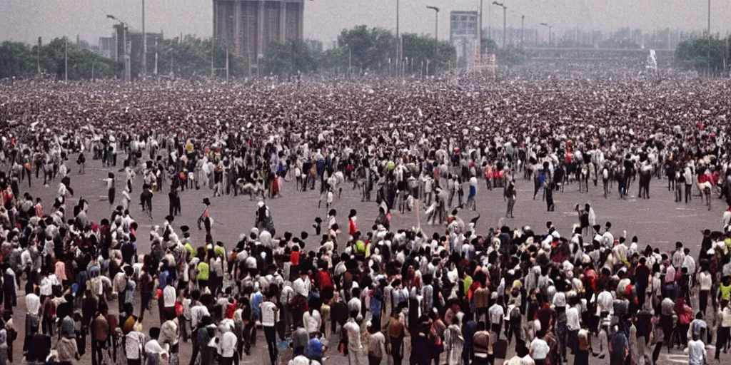 Prompt: tiananmen square protests, April 15, 1989