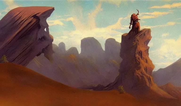 Image similar to A serene landscape with a singular building in the style of franz frazetta.