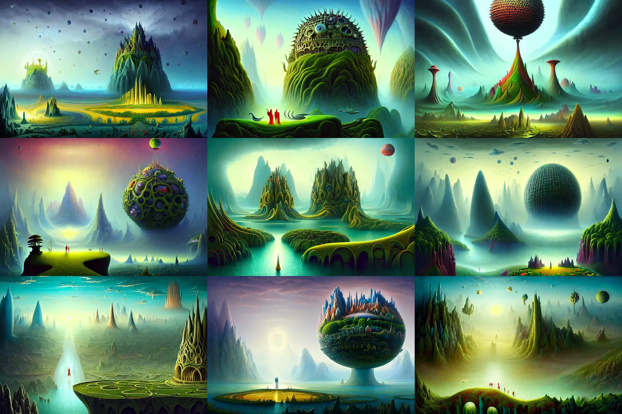 Prompt: a beautiful epic stunning amazing and insanely detailed matte painting of alien dream worlds with surreal architecture designed by Heironymous Bosch, mega structures inspired by Heironymous Bosch's Garden of Earthly Delights, vast surreal landscape and horizon by Asher Durand and Cyril Rolando and Marc Simonetti, rich pastel color palette, masterpiece!!, grand!, imaginative!!!, whimsical!!, epic scale, intricate details, sense of awe, elite, fantasy realism, complex composition, 4k post processing
