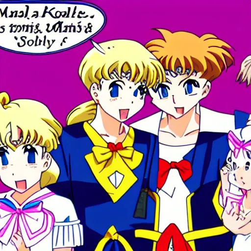 Image similar to sailor moon visiting tohru Honda and the sohma family, anime