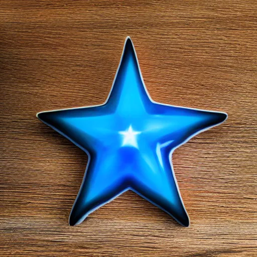 Prompt: dark blue glowing ceramic star shape, photograph