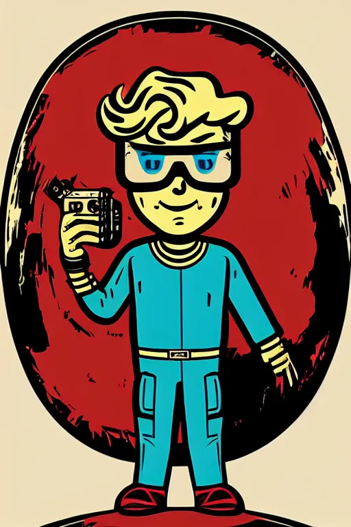 Image similar to fallout 7 6 retro futurist illustration art by butcher billy, sticker, colorful, illustration, highly detailed, simple, smooth and clean vector curves, no jagged lines, vector art, smooth andy warhol style