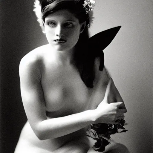 Image similar to elegant woman dressed up as pikachu, art photo by Annie Liebovitz and Alphonse Mucha