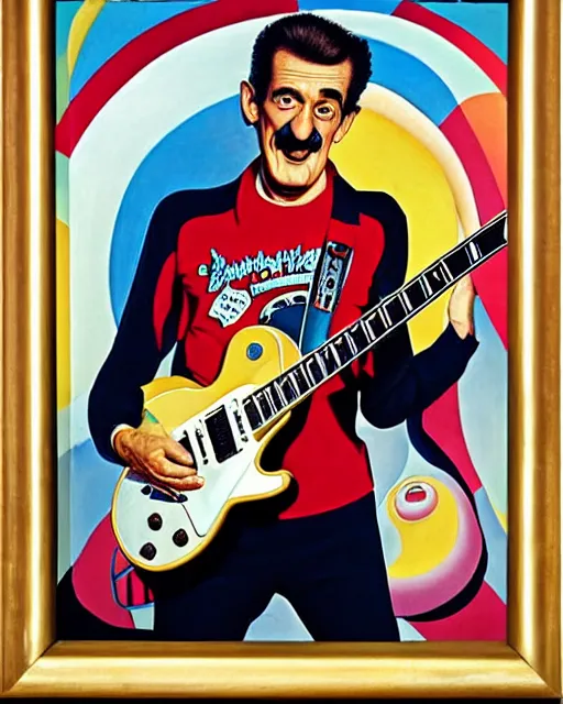 Image similar to barry chuckle ( shredding on a gibson les paul. guitar solo, bold, art by stanisław szukalski, 3 d 8 k )