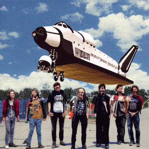 Prompt: crust-punks steal a space shuttle