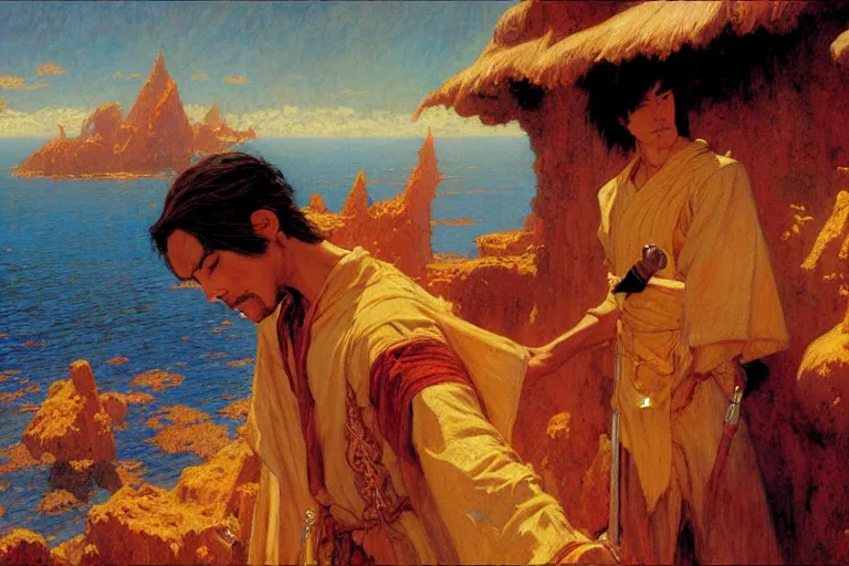 Image similar to tales of earthsea, painting by gaston bussiere, craig mullins, j. c. leyendecker, tom of finland