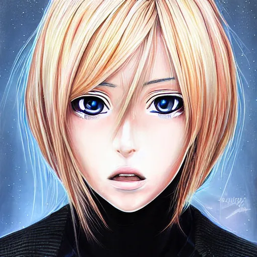 Image similar to portrait of a blond anime character ultra realistic painting