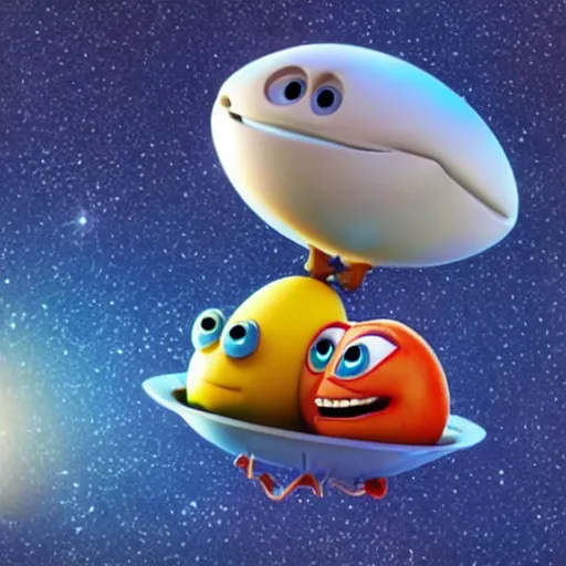 Prompt: an intergalactic spaceship that carries eggs, 3 d cartoon, still from the pixar movie