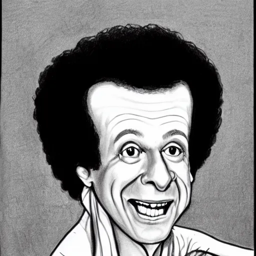 Image similar to a portrait drawing of Richard simmons drawn by mort drucker