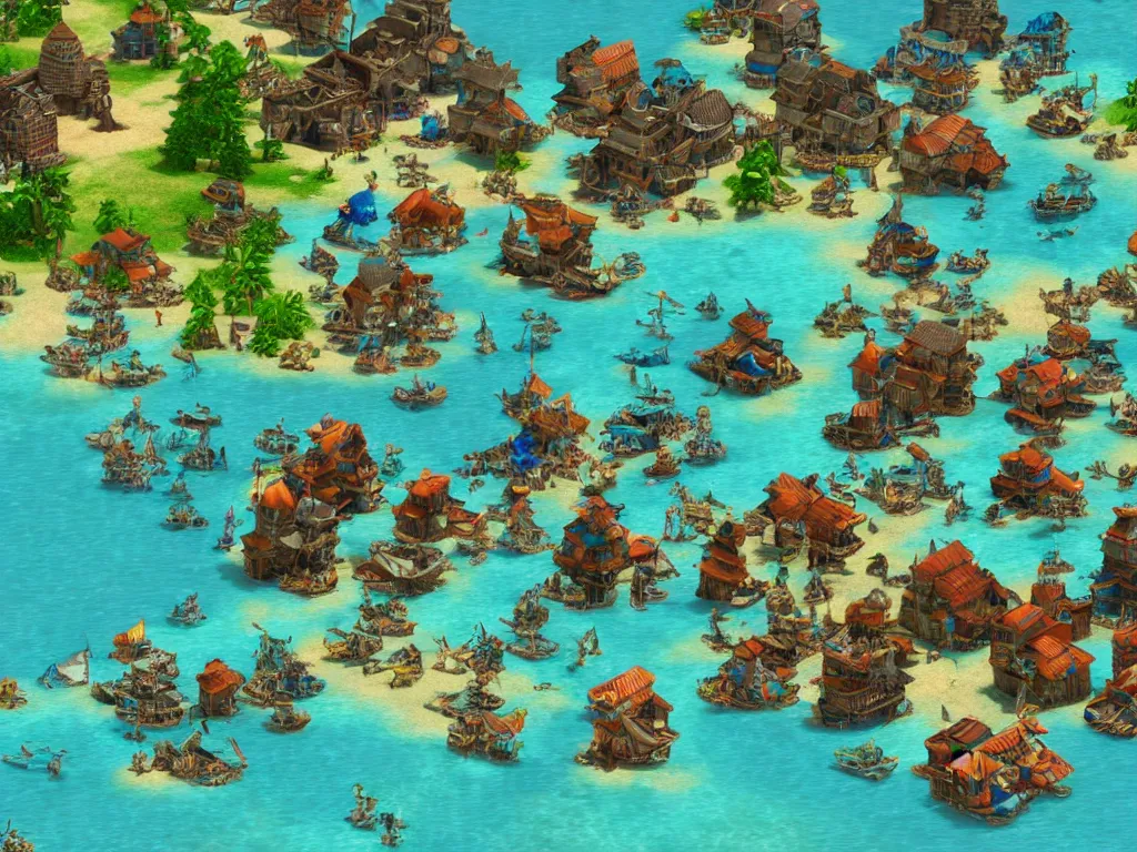 Prompt: bikini bottom in age of empires 2, screenshot