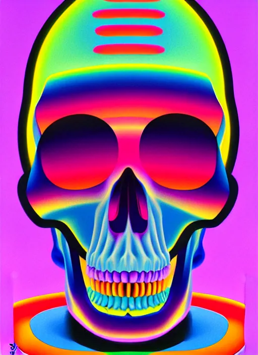 Prompt: skull by shusei nagaoka, kaws, david rudnick, pastell colours, airbrush on canvas, cell shaded, 8 k