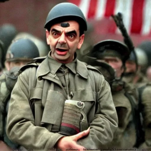 Image similar to Mr Bean in Saving Private Ryan