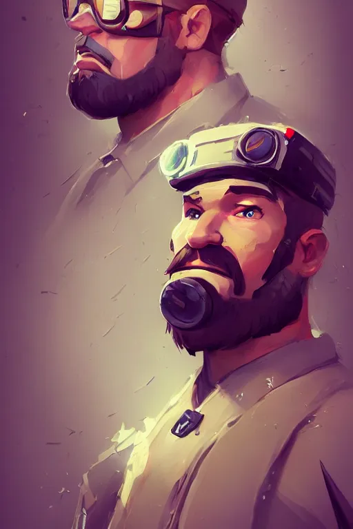 Image similar to beautiful highly detailed realistic stylized character portrait team fortress 2 engineer, detailed character art master portrait by ismail inceoglu, trending on artstation