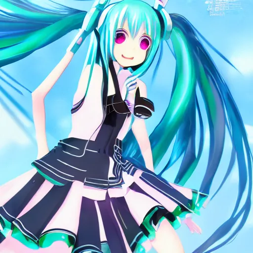 Image similar to hatsune miku detailed illustration, high quality, 4 k digital art,