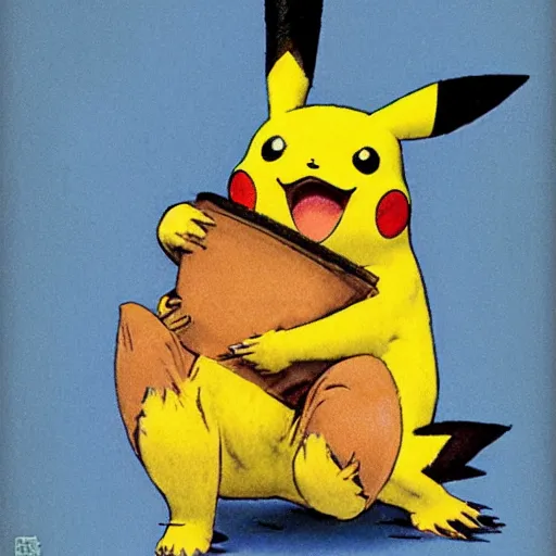 Image similar to pikachu by norman rockwell