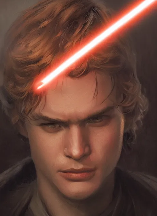 Image similar to highly detailed comic style portrait of anakin skywalker as a sith, by greg rutkowski, global illumination, radiant light