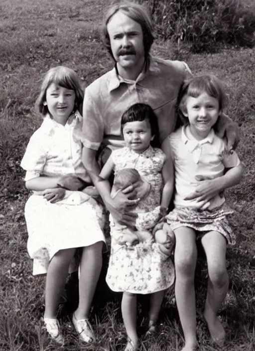 Image similar to a family of four in the 1 9 7 0 s