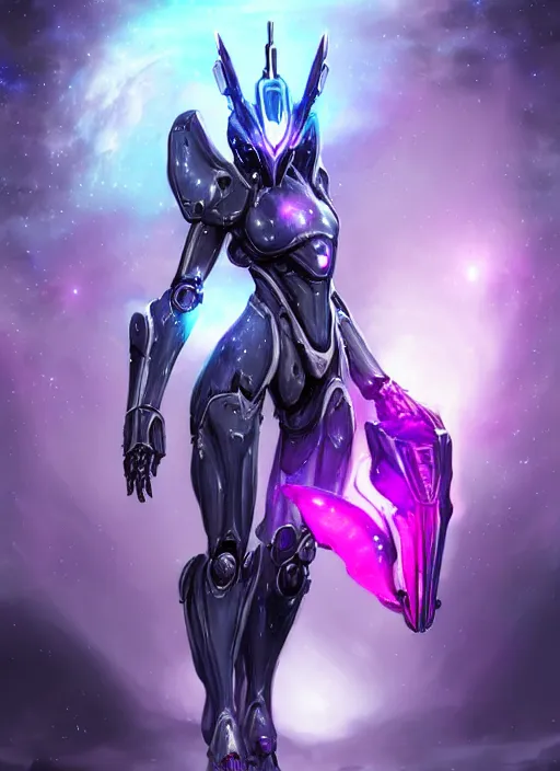 Prompt: cinematic shot, cosmic sized perfectly proportioned stunning beautiful hot female warframe, robot mecha female dragon head, mecha dragon maw, silver armor, fuschia leds, floating in empty space, nebula sized, holding a galaxy, epic proportions, epic size, epic scale, furry art, dragon art, giantess art, warframe fanart, furaffinity, deviantart