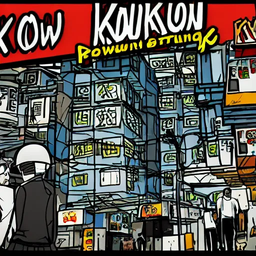 Prompt: kowloon, cell shading style