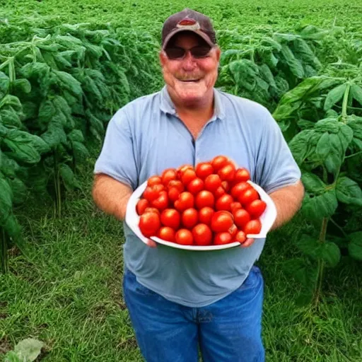 Image similar to proud farmer holding the world's largest tomato