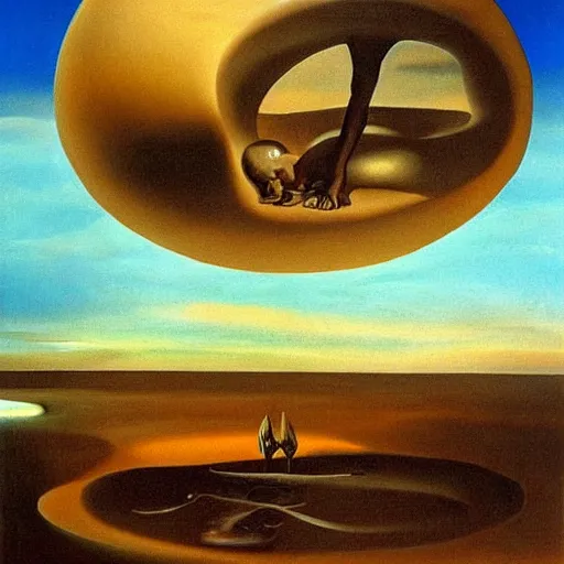 Prompt: a dream of a dream of a dream, oil painting, by dali