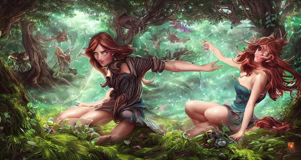 Prompt: Enchanted and magic forest, by ARTGERM