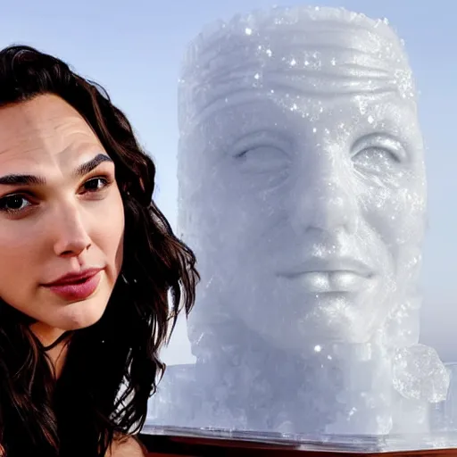 Image similar to portrait of gal gadot as ice sculpture