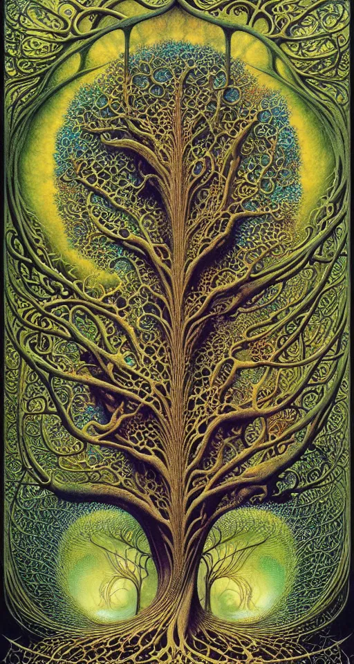 Image similar to tree of life by roger dean and andrew ferez, art forms of nature by ernst haeckel, divine chaos engine, symbolist, visionary, art nouveau, botanical fractal structures, organic, detailed, realistic, surreality