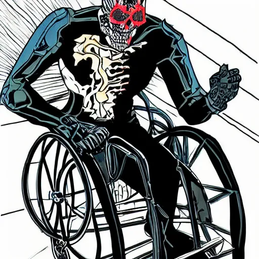 Image similar to ghost rider on the wheelchair,