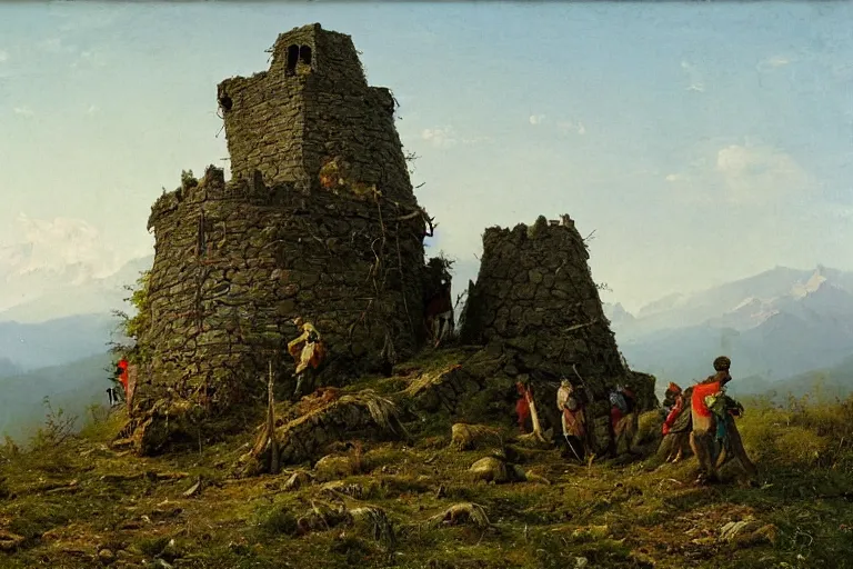 Image similar to Meeting of the Walking Castle and the Hut on Chicken Legs, Shishkin