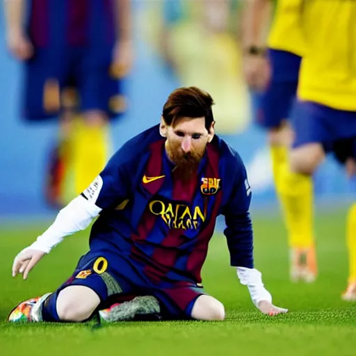 Image similar to messi having an existential crisis