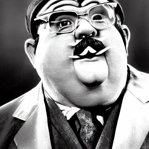 Prompt: live-action-Wario-hollywood movie casting, played by Oliver-Hardy, posing for poster photography