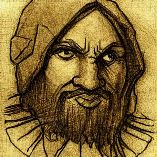 Image similar to Minecraft, Leonardo Davinci sketch