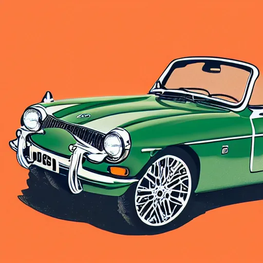 Image similar to illustration of a vintage mgb as an autobot