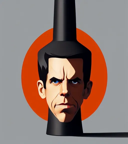 Image similar to face icon stylized minimalist bottle!! ben stiller whiskey!, loftis, cory behance hd by jesper ejsing, by rhads, makoto shinkai and lois van baarle, ilya kuvshinov, rossdraws global illumination