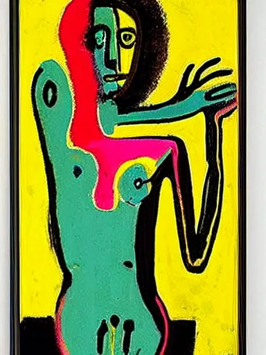 Image similar to painting of the venus de milo by graham sutherland, basquiat!!, neo - expressionism, muted colors!