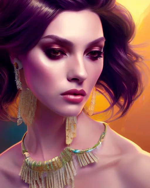 Image similar to beautiful digital painting of a stylish socialite ocean with high detail, real life skin, 8 k, stunning detail, works by artgerm, greg rutkowski and alphonse mucha, unreal engine 5, 4 k uhd