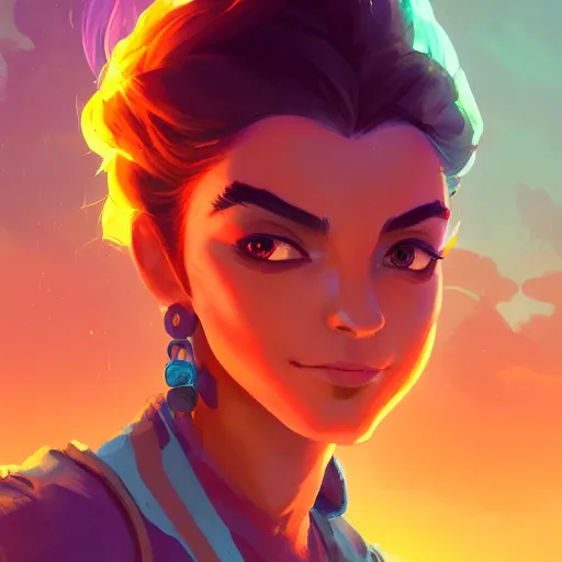 Image similar to profile portrait, maya ali mage, gloomhaven, dynamic lighting, gaudy colors, octane render aesthetic, matte painting concept art, official fanart behance hd artstation by jesper ejsing, by rhads and makoto shinkai and lois van baarle and ilya kuvshinov and rossdraws