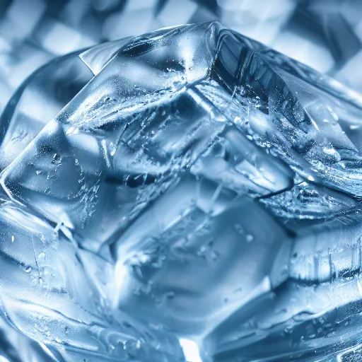 Image similar to Macro Shot of Clear Ice with light reflecting and bouncing inside, hyperrealistic rendering, subsurface scattering, raytracing, pathtracing, illumination, magical lighting