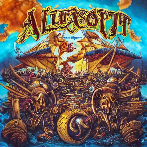 Image similar to alestorm album cover, highly detailed