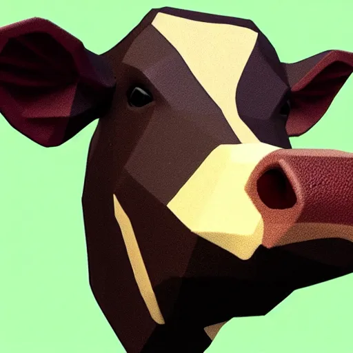 Prompt: a cow head, low polygon